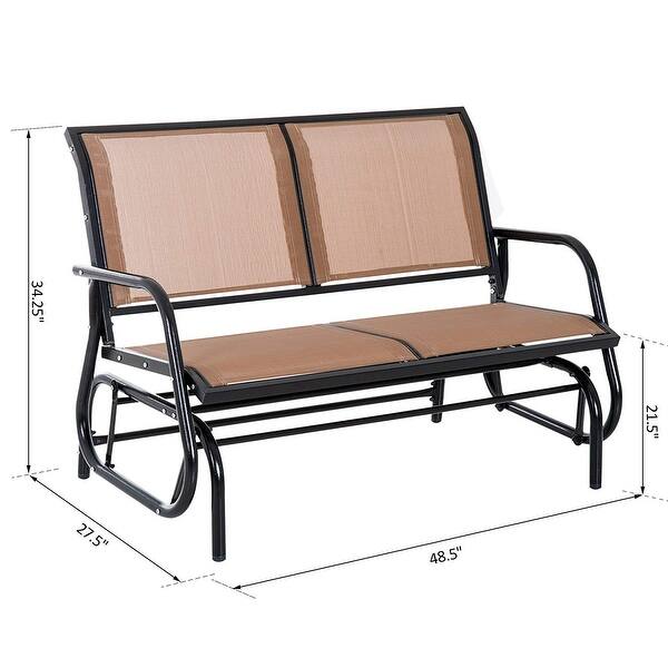 Shop Outsunny 2 Person Steel And Mesh Fabric Sling Weather Resistant Outdoor Patio Glider Double Swing Chair Brown On Sale Overstock 23056280 Cream White