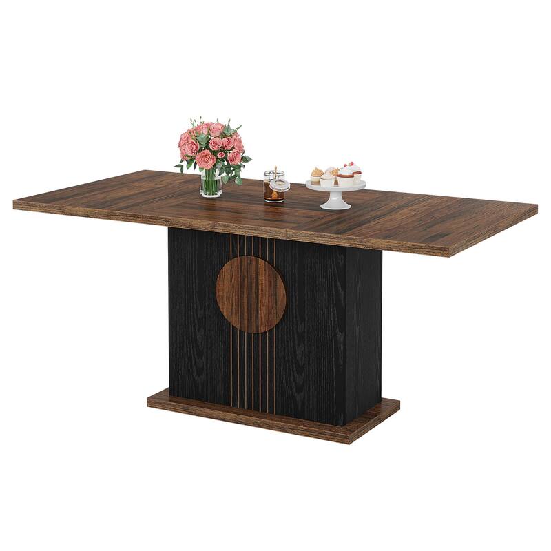Wood Dinner Table, Kitchen Dining/Living Room Accent Dinner Table Gathering Table