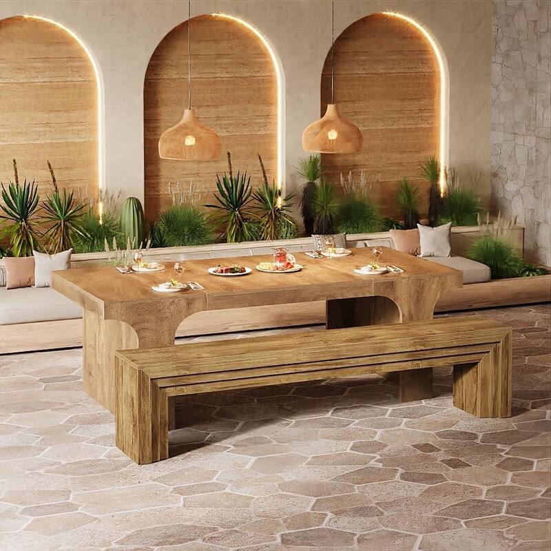 70.9-Inch Wooden Dining Bench, Extra Long Kitchen Bench Seating for Dining/Living Room, Entryway, Bedroom