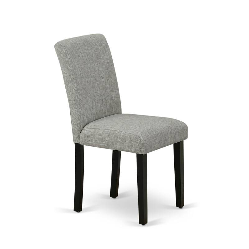 East West Furniture Dining Room Furniture Set- a Rectangle Wooden Table and Shitake Linen Fabric Chairs, Black (Pieces Option)