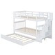 preview thumbnail 4 of 14, Functional Design Wood Bunk Bed with Trundle, Storage Staircases and Guardrails for Safety Guaranteed, White
