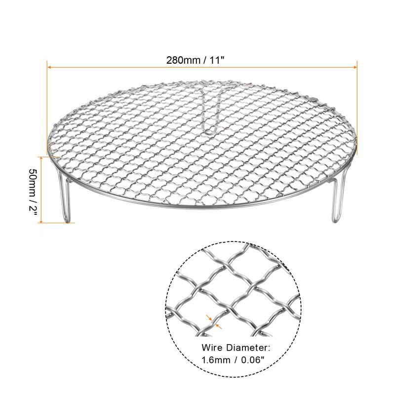 Round Cooking Rack 11" Stainless Steel Cross Wire Barbecue Grill W 50mm Legs - 11 Inch - Silver