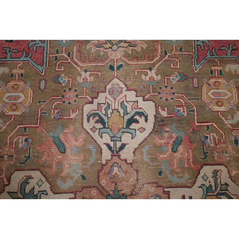 Pink Tabriz Persian Vintage Area Rug Handmade Wool Carpet - 9'11" x 13'4"