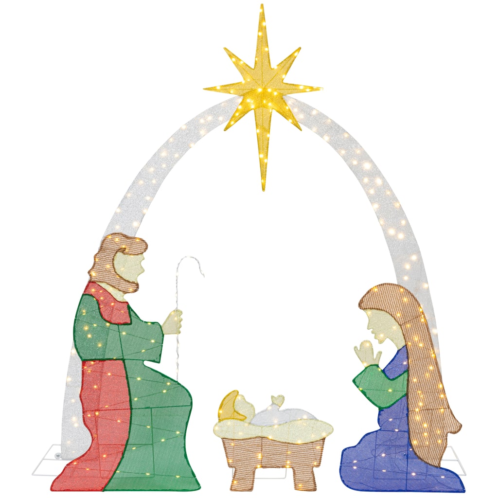 Nativity Scene Christmas Light Outdoor Decoration - Gold
