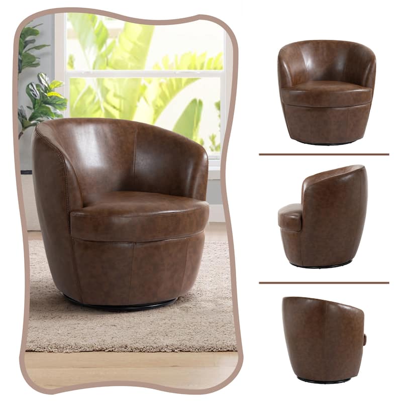 PU Leather Swivel Barrel Chair Set of 2