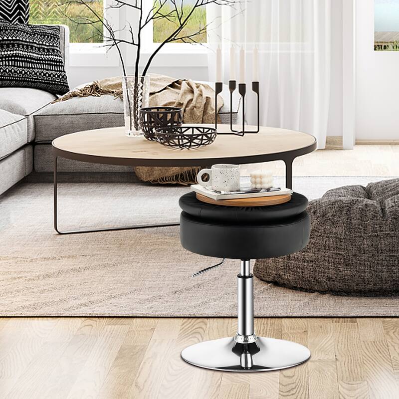 Costway Set of 2 Adjustable Vanity Stool Swivel Storage Makeup Chair - See Details