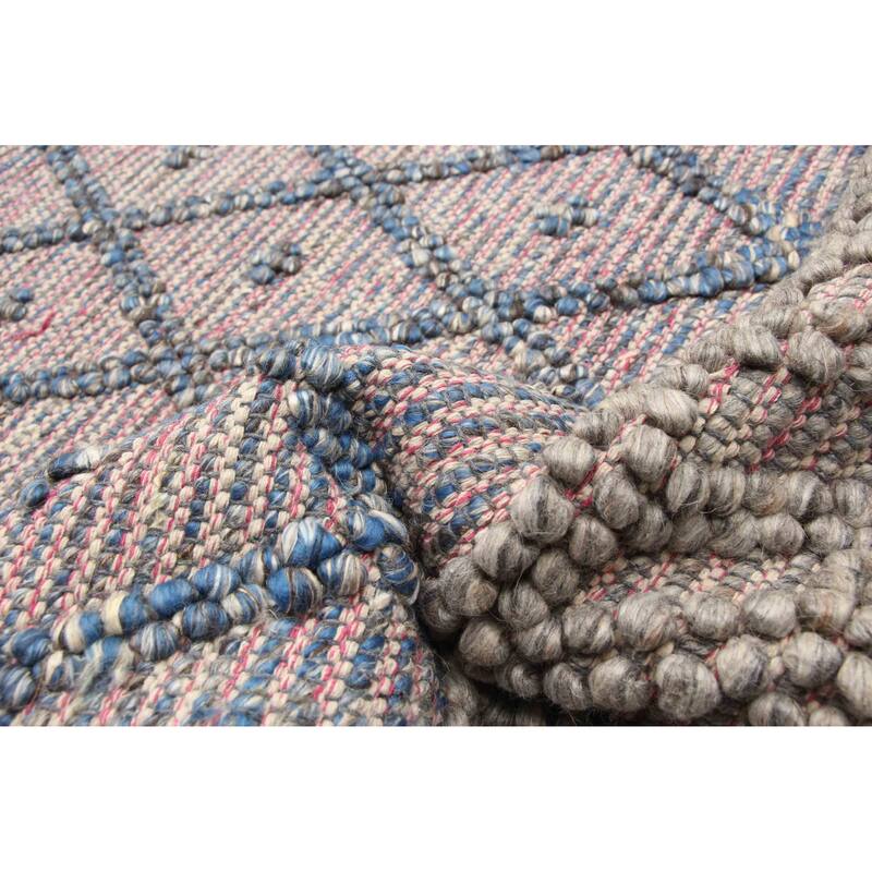 ECARPETGALLERY Braid weave Sienna Pink Wool Rug - 6'2 x 8'11