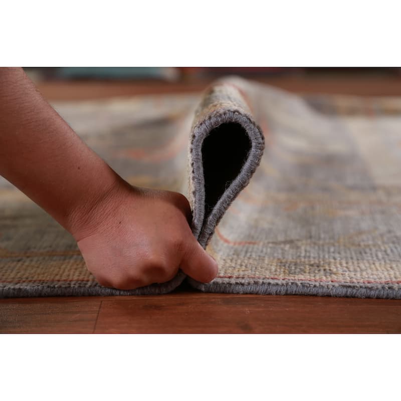 Hand Knotted Oriental 100% Wool Carpet Transitional All-Over Greys & Charcoal Oushak Area Rug - 9' 9'' X 8' 0''