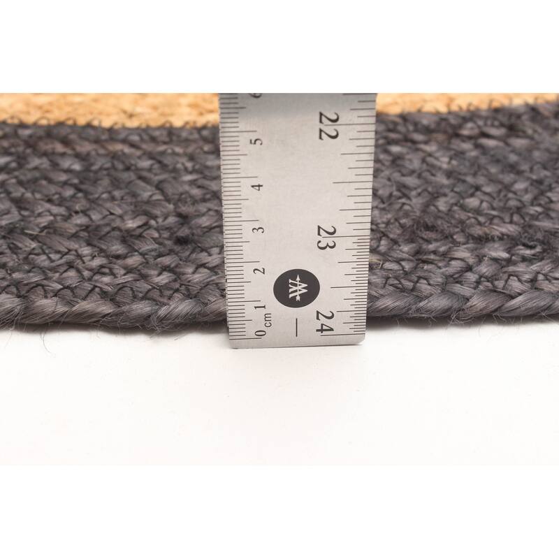 ECARPETGALLERY Braided Weave Palas Denizli Dark Grey Jute Rug - 3'10 x 3'10