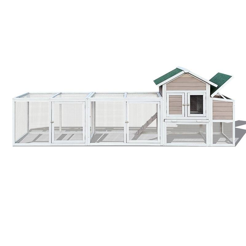 Alvana 122" Wooden Chicken Coops with Locking Nesting Boxes