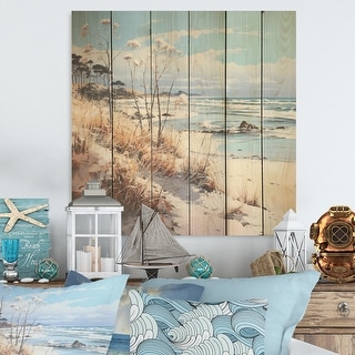 DESIGN ART "Coastal Beach Charm Retreat" Coastal Beach Wood Wall Art ...