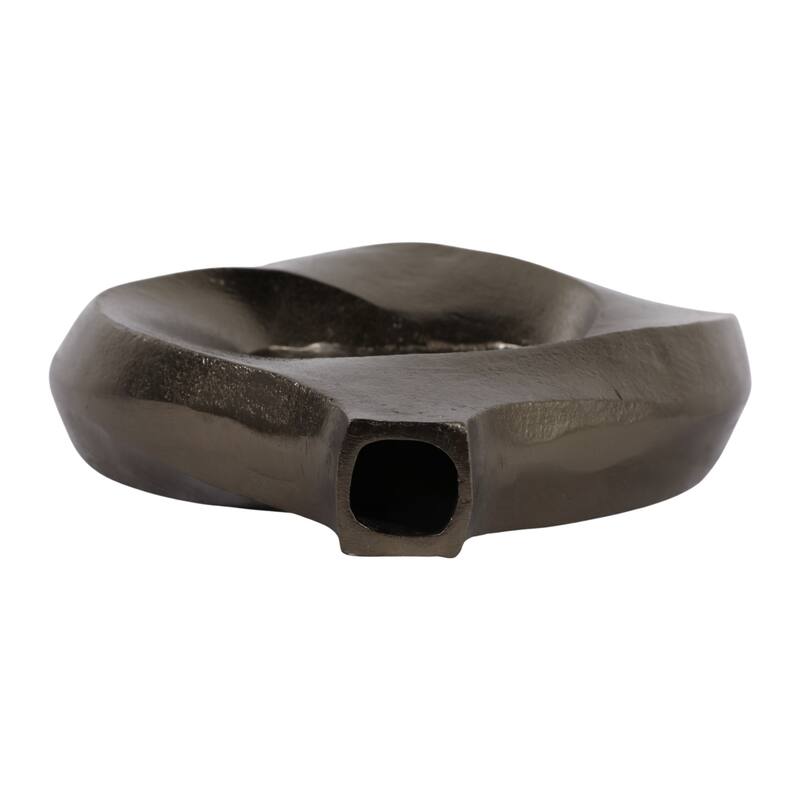 Artistic Metal Swirl Vase with Cut Out Center - Sculptural Flower Vase