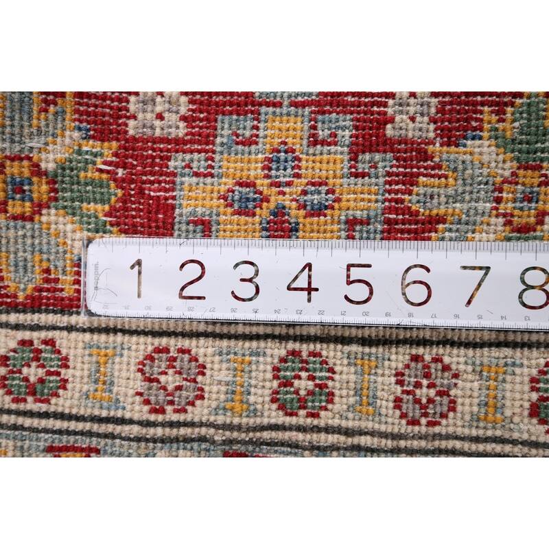 Grey Kazak Oriental Area Rug Hand-Knotted Wool Carpet - 5'0" x 6'10"