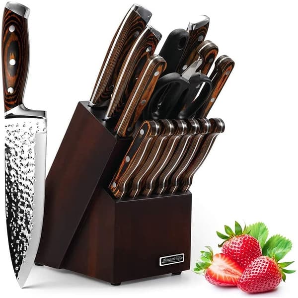 Knife Set, Elegant Life 15-Piece Kitchen Knife Set with Block Wooden,  Manual Sharpening for Chef Knife Set, Self Sharpening - Bed Bath & Beyond -  33832310