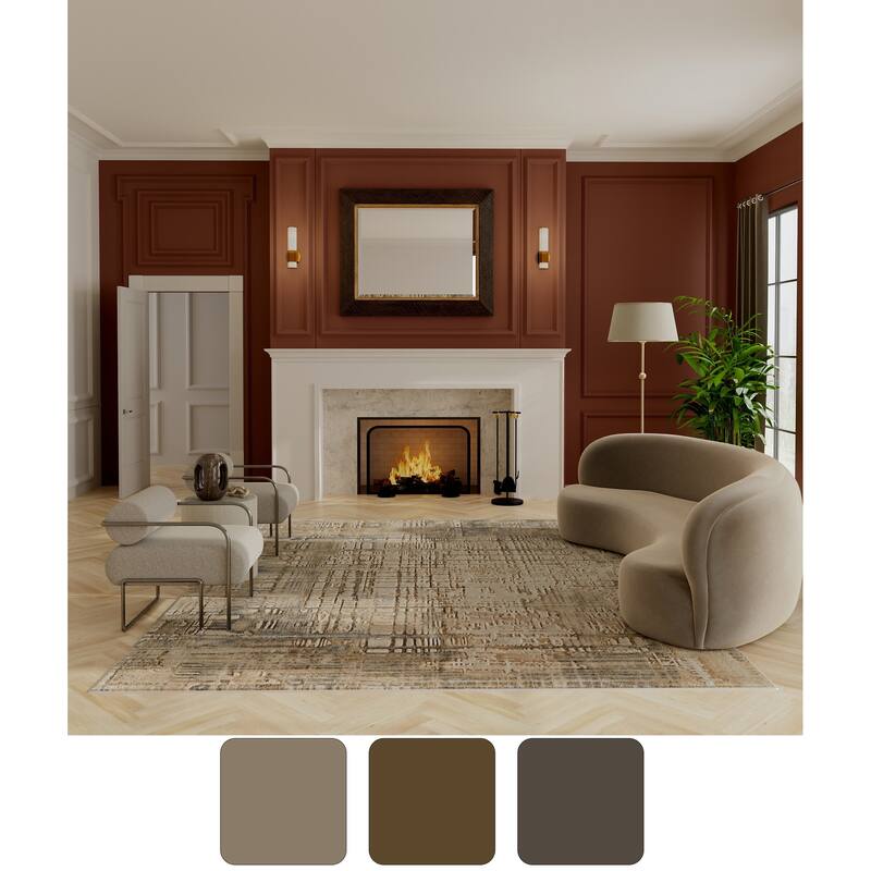 Grand Bazaar Hartman Machine Made Abstract Modern Area Rug