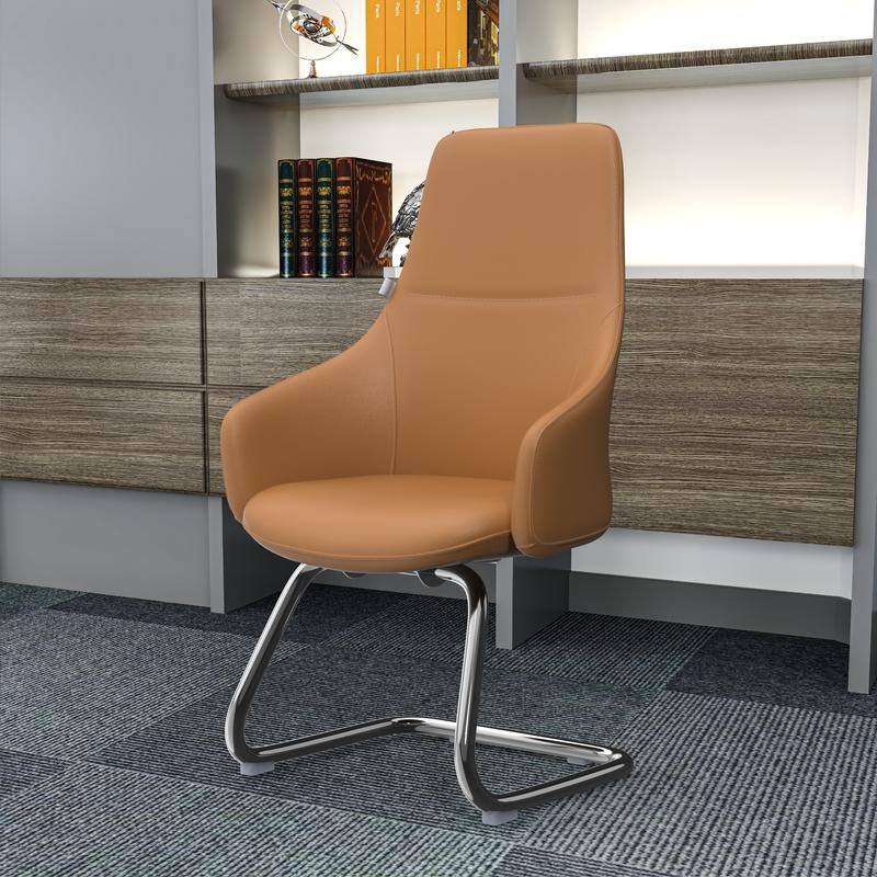 Celeste Modern Leather Office Chair with Iron Frame, Fixed Armrests, Foam Padding, Easy-Clean Upholstery & Quick Assembly