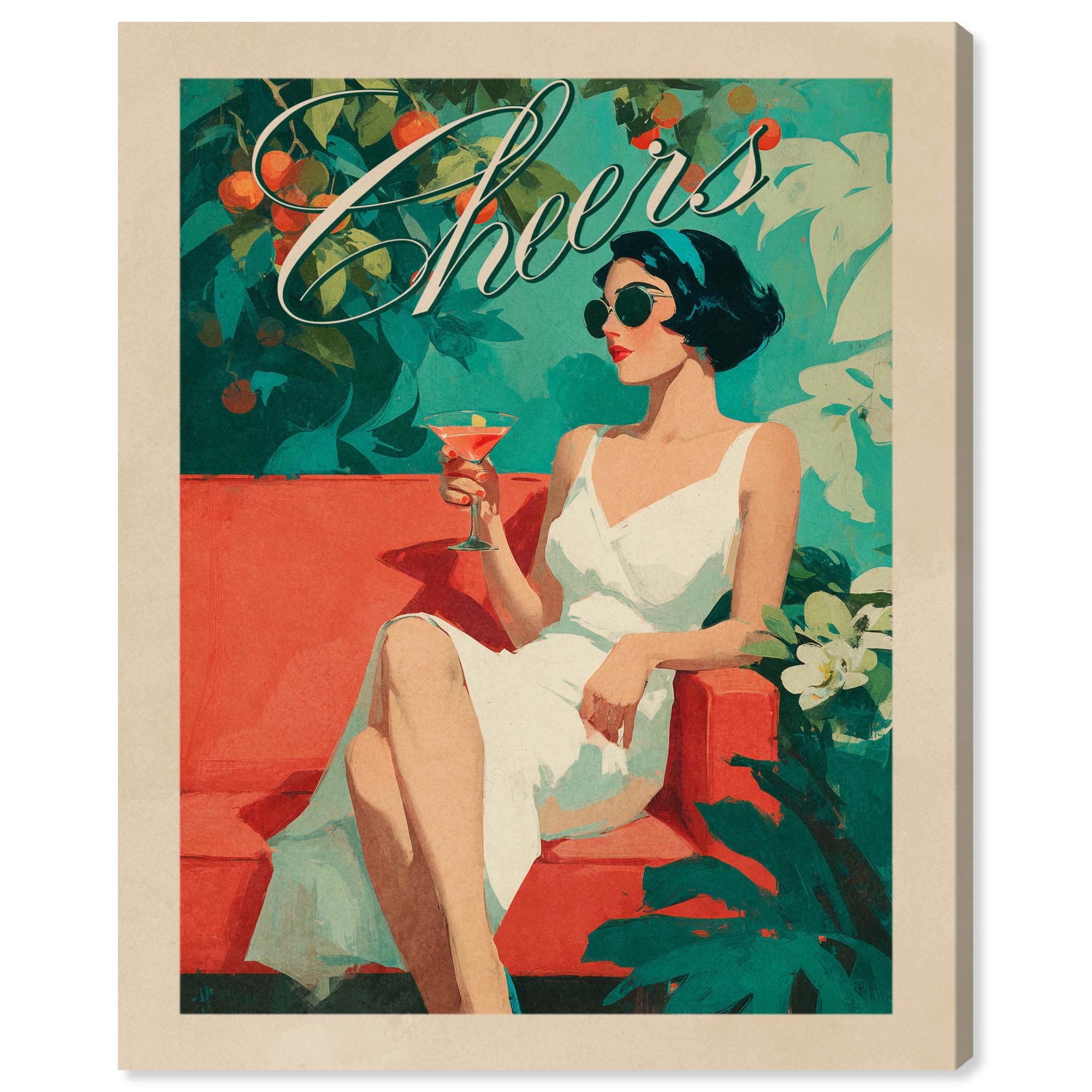 Cheers Lady Summer Art Canvas Print by Art Remedy