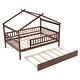 preview thumbnail 75 of 78, Pine Wood House Platform Bed with Trundle and Headboards, Creativity House Shape, Sturdy Construction
