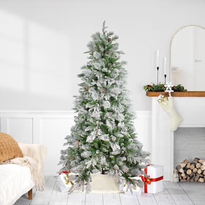 6.5' Flocked Rosemary Emerald Angel Pine Artificial Christmas Tree - 6.5 Foot