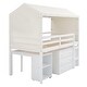 preview thumbnail 24 of 33, Twin Size House-Shaped Wood Bed Low Loft Bed with Desk & Shelf, Unique Kids Bed Tent Bed with Drawer and Roof for Boys Girls