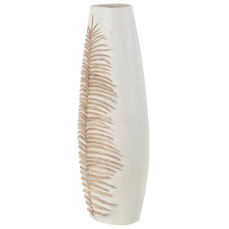 Polystone Leaf Decorative Vase - White - Roche River Decor
