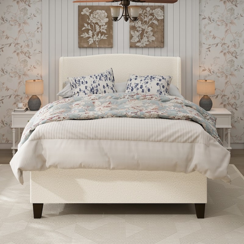 Bed Frame with 49.21"High Back Upholstered Headboard and 27.17" High Footboard