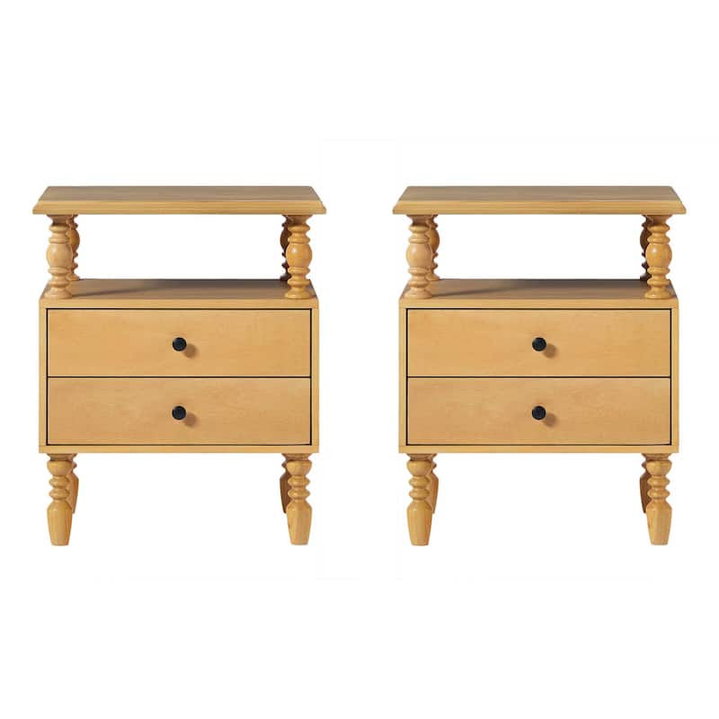Walker Edison Easy Assembly Solid Wood 2-Drawer Nightstand (Set of 2)