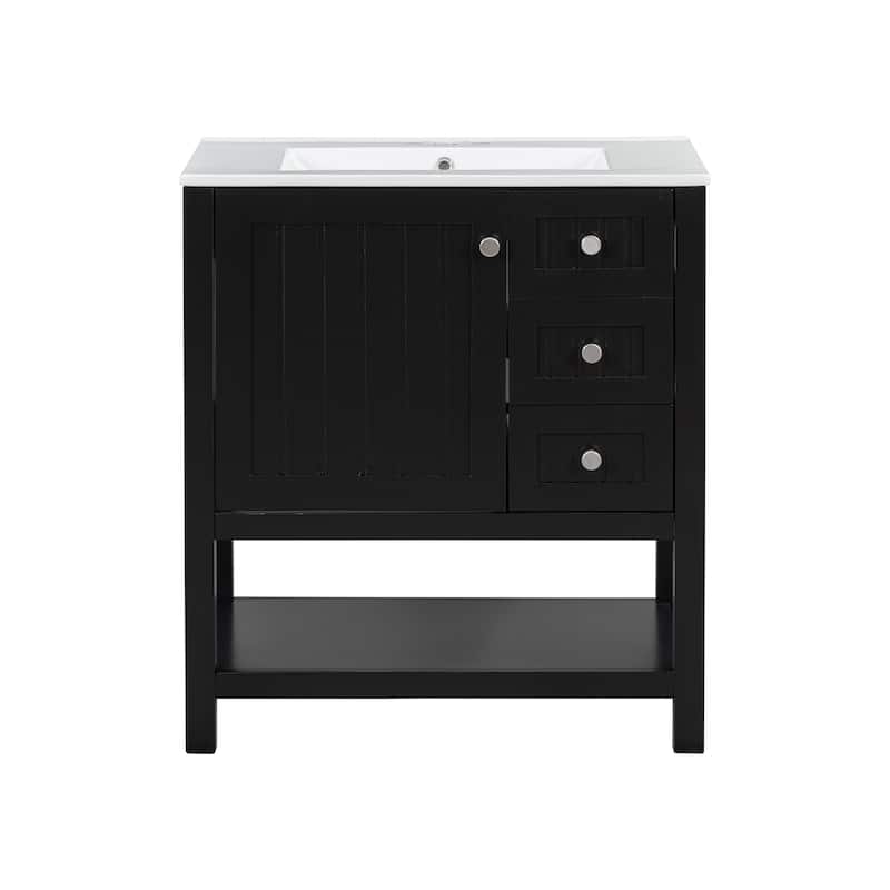 GDFStudio - Mark 30" Transitional Style Bathroom Vanity Cabinet with Ceramic Sink