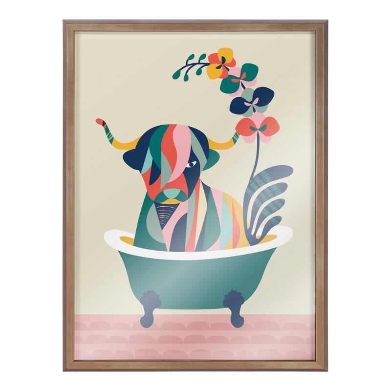 Kate and Laurel Blake MCM Cow Bathtub Printed Glass by Rachel Lee