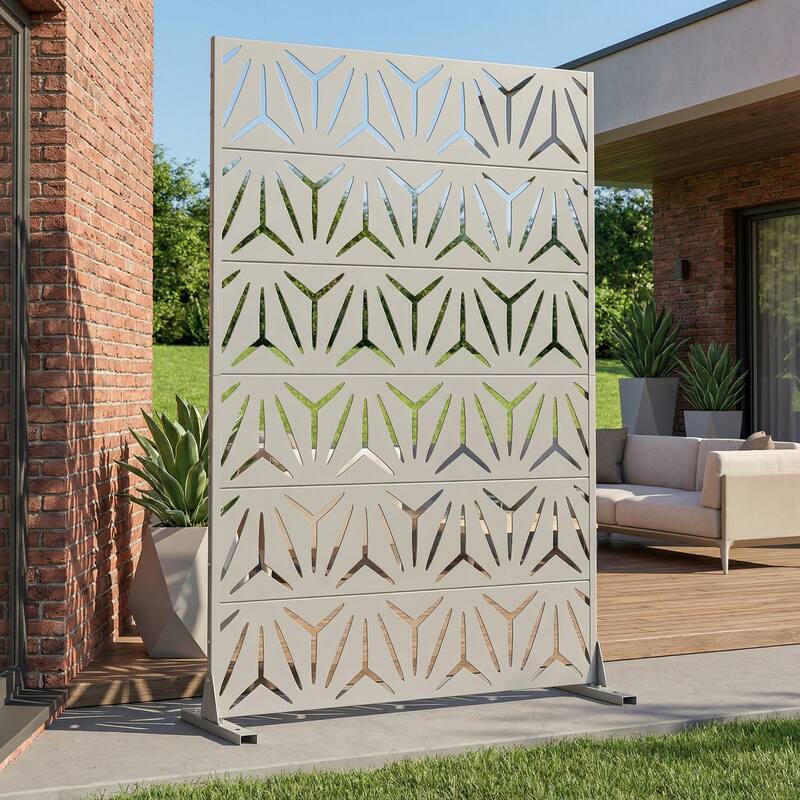 72" H×47"W Dovelina Black Outdoor Freestanding Metal Privacy Screen Decorative Garden Fence
