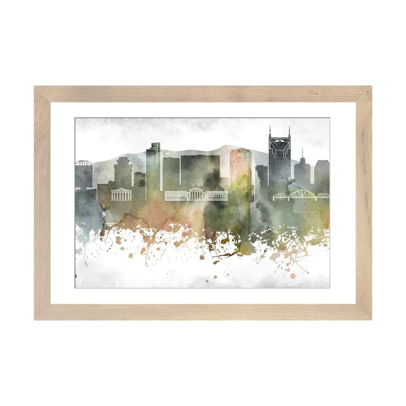 iCanvas "Nashville Skyline" by WallDecorAddict - Natural - 24x32x1