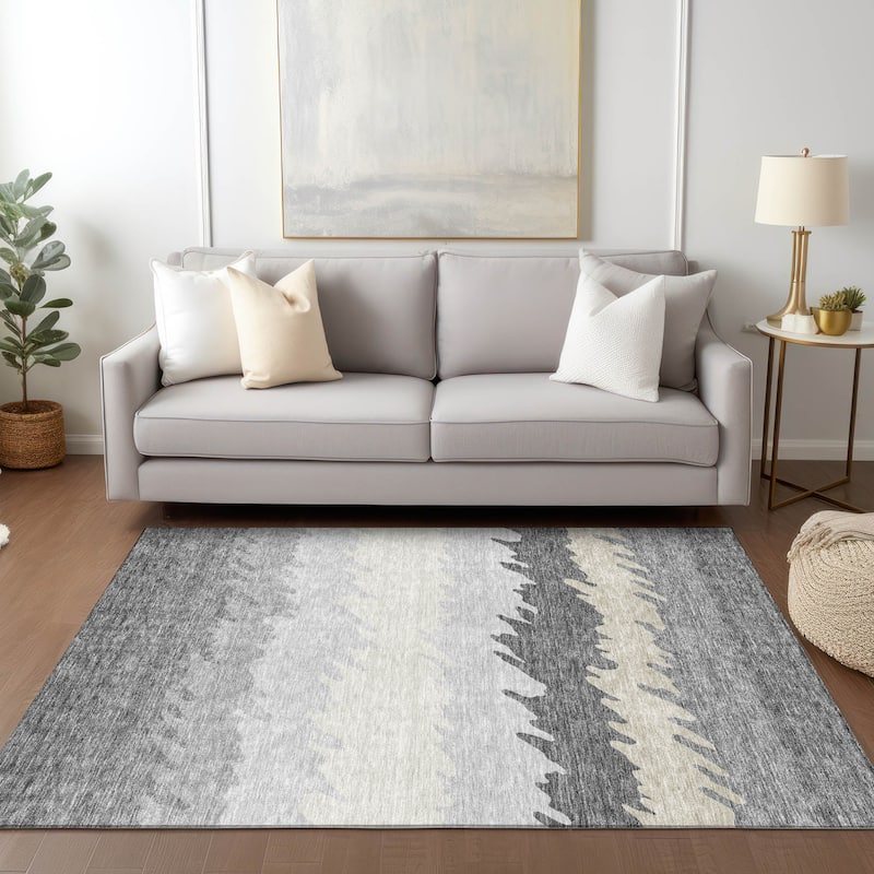 Machine Washable Indoor/ Outdoor Chantille Abstract Ombre Rug
