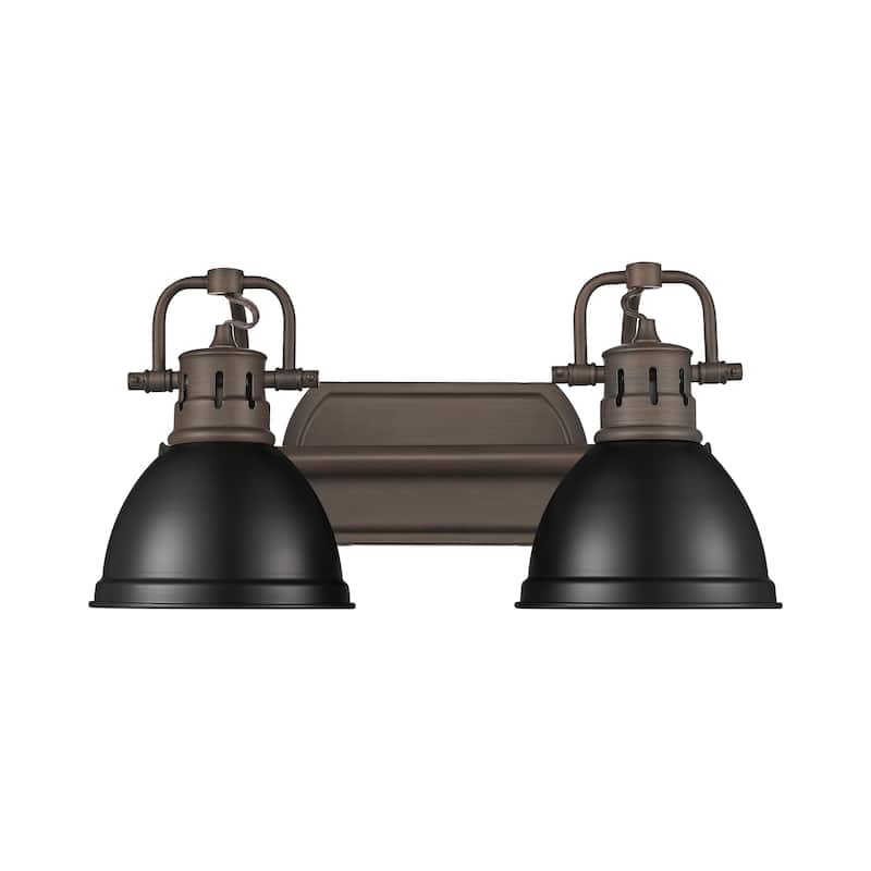 Yep by Golden Lighting Duncan 2-light Vanity in Rubbed Bronze and Matte Black shade