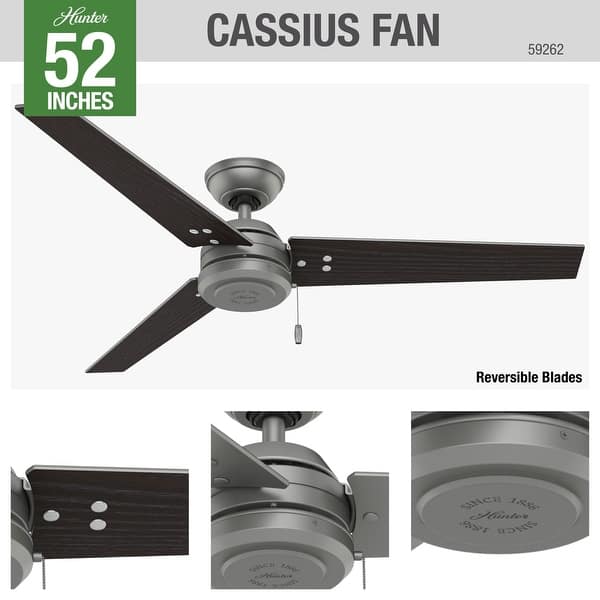 Hunter 52 Cassius Outdoor Ceiling Fan With Pull Chain Damp Rated On Sale Overstock 18002576