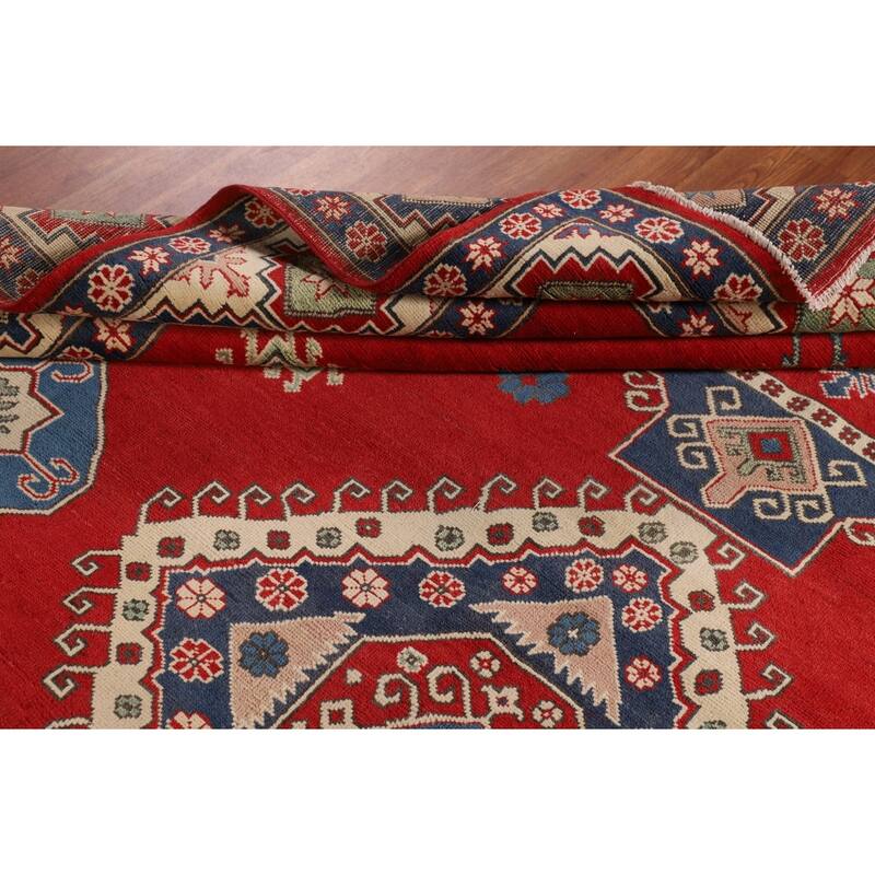 Red Kazak Rug Hand-Knotted Living Room Wool Carpet - 8'3"x 11'0"