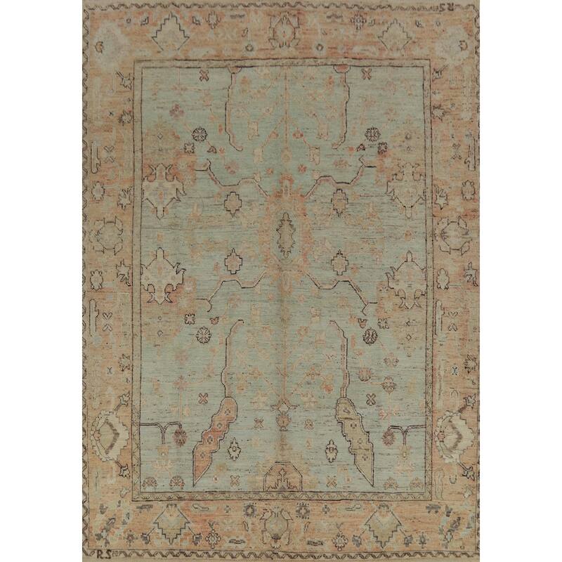 Vegetable Dye Oushak Turkish Rug Hand-Knotted Transitional Wool Carpet - 8'5" x 10'0"