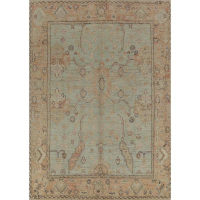 Vegetable Dye Oushak Turkish Rug Hand-Knotted Transitional Wool Carpet - 8'5" x 10'0"