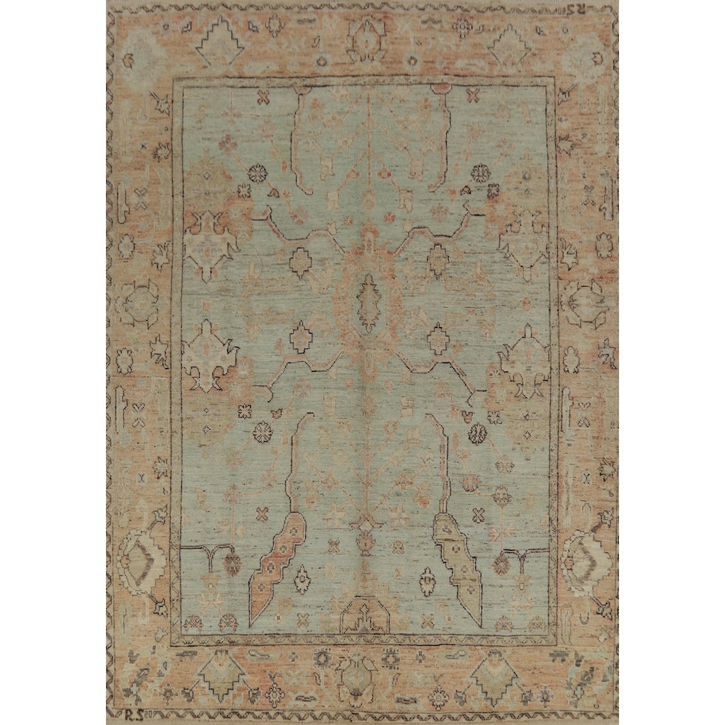 Vegetable Dye Oushak Turkish Rug Hand-Knotted Transitional Wool Carpet - 8'5" x 10'0"