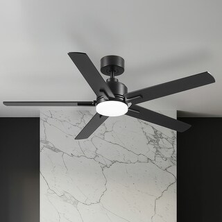 EROMMY 52inch Modern Black Ceiling Fan with Light & Remote, Reversible DC Motor, Dimmable LED, 6-Speed Quiet Flush Mount Fan