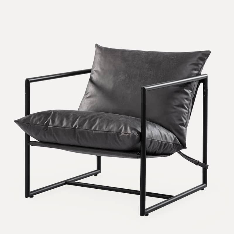 Priage by ZINUS Faux Leather Sling Accent Chair