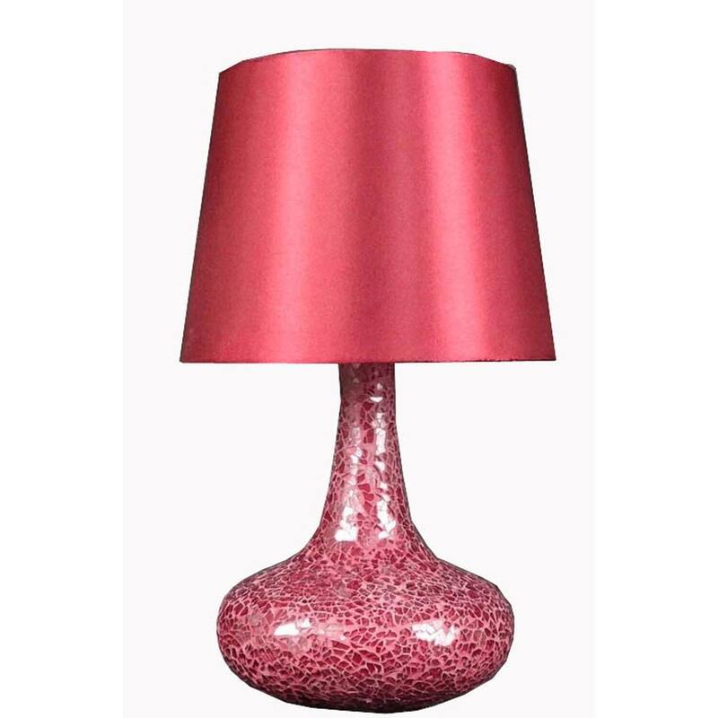 14.17 in. Red Finish Table Lamp with Red Shade, Sturdy Table Lamp for Living Rooms and Bedrooms