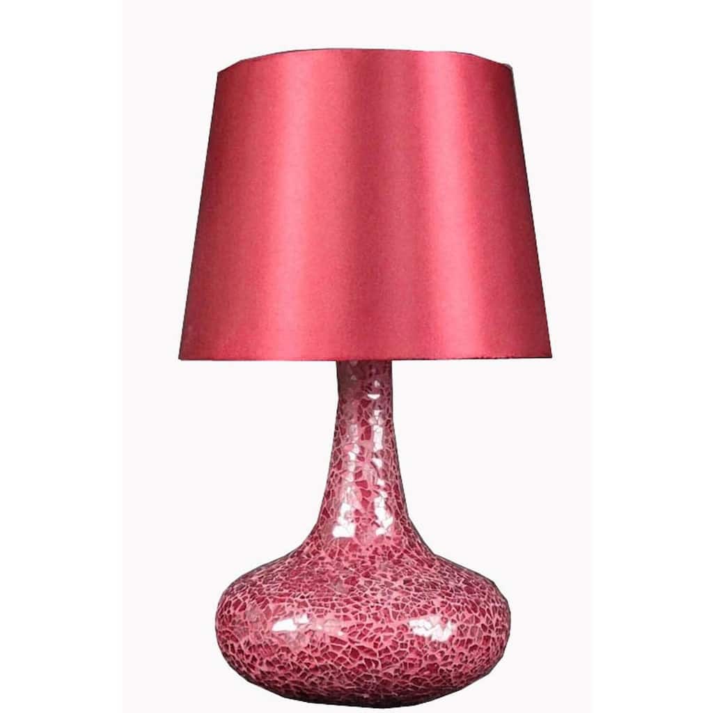 14.17 in. Red Finish Table Lamp with Red Shade, Sturdy Table Lamp for Living Rooms and Bedrooms