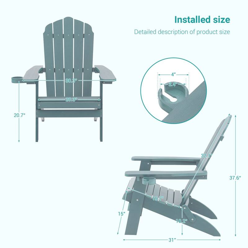 Bonosuki Set of 4 Folding Adirondack Chair Patio Fire Pit Chair