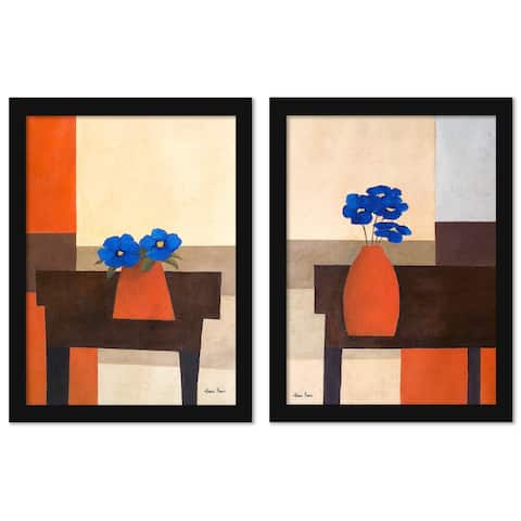 Still Life With Flowers by Hans Paus - 2 Piece Black Framed Print Set