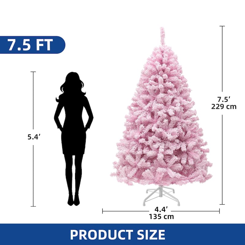 6/7.5 Ft Prelit Pink Flocked Spruce Christmas Tree