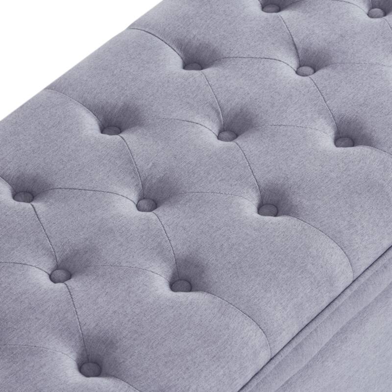Upholstered tufted button storage bench ,Faux leather entry bench with spindle wooden legs, Bed bench