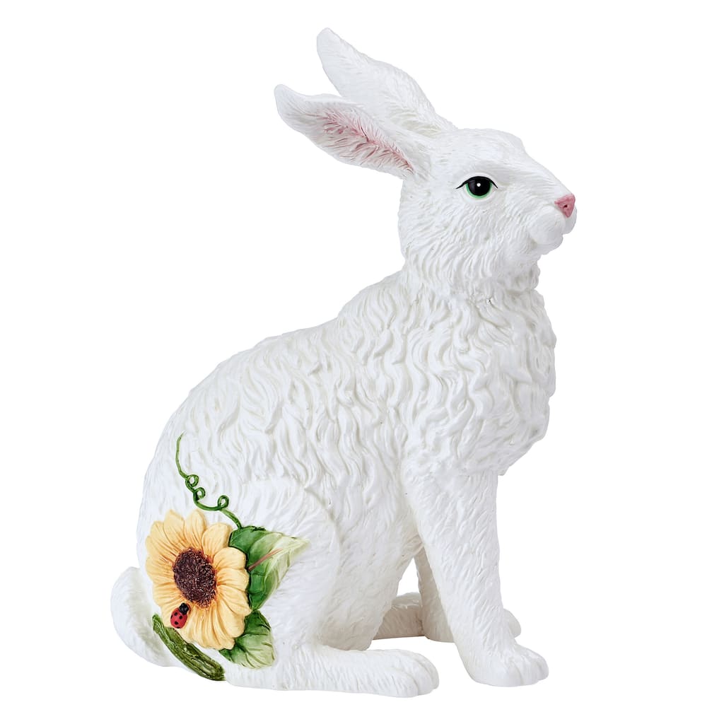 Fitz and Floyd Sunflower Rabbits Sitting Figurine, 13.75 Inch
