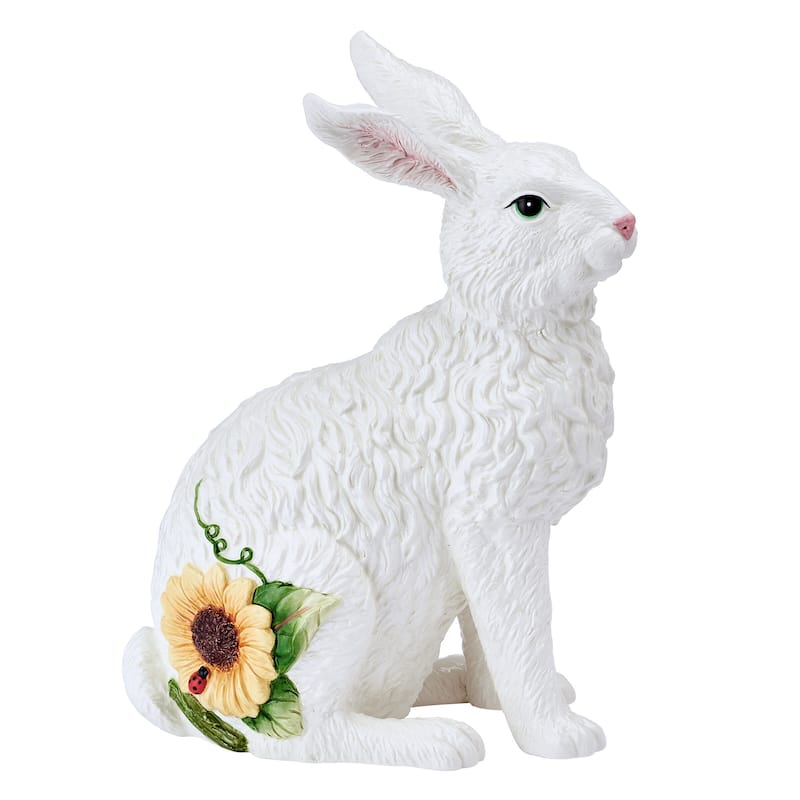 Fitz and Floyd Sunflower Rabbits Sitting Figurine, 13.75 Inch