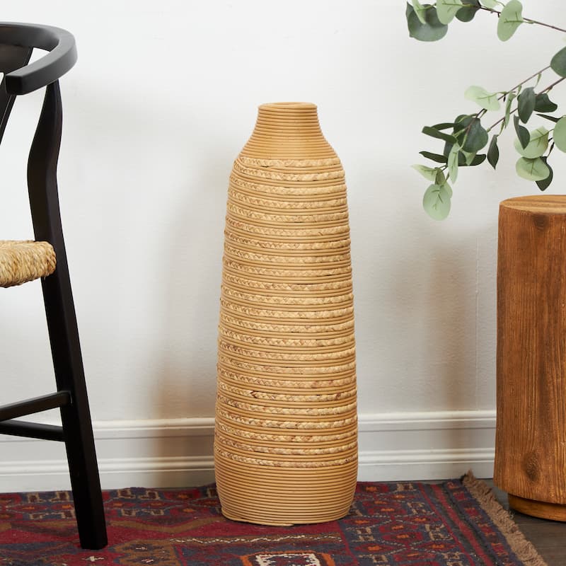 Artisan Crafted Light Brown Seagrass Vase - Light Brown - 8"W, 24"H