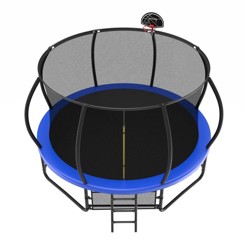 14FT Trampoline with Enclosure Recreational Trampolines with Ladder and AntiRust Coating, ASTM Approval Trampoline for Kids